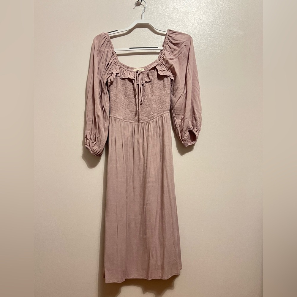 ILLA ILLA Mauve Midi Dress with Ruffle Detail